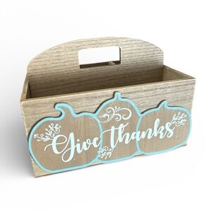 Wooden 'Give Thanks' Utensil and Napkin Holder